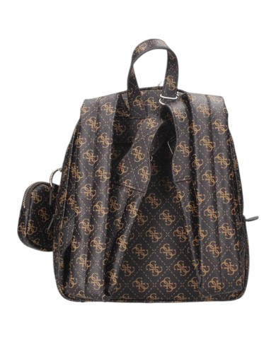Zaino Donna Guess Power Play Backpack 4G Logo Leather Brown