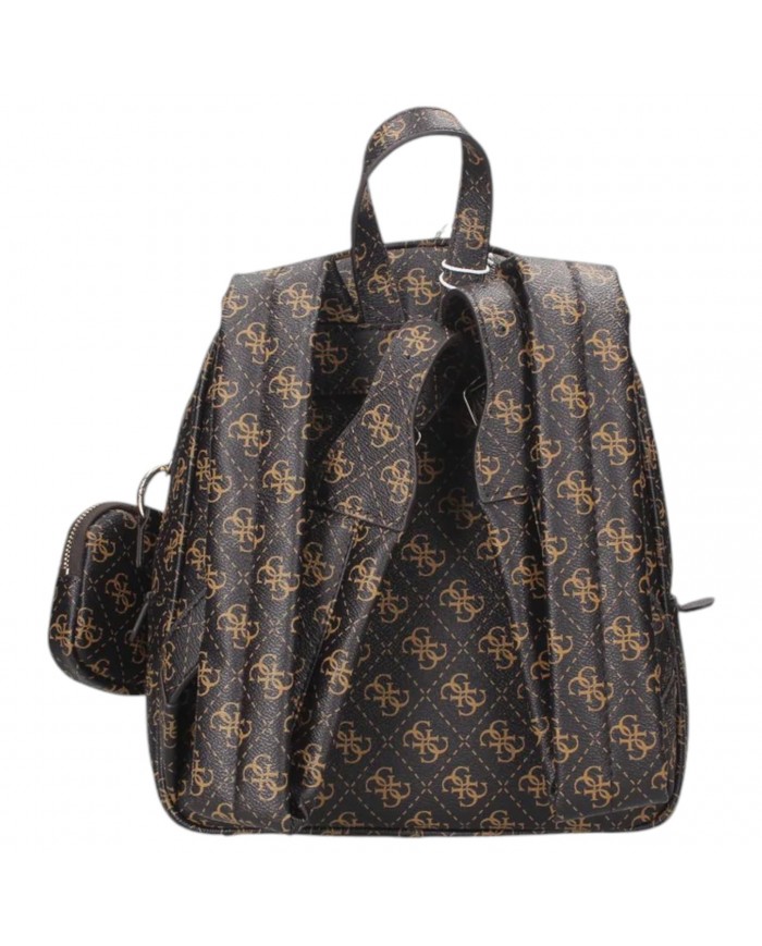 Zaino Donna Guess Power Play Backpack 4G Logo Leather Brown