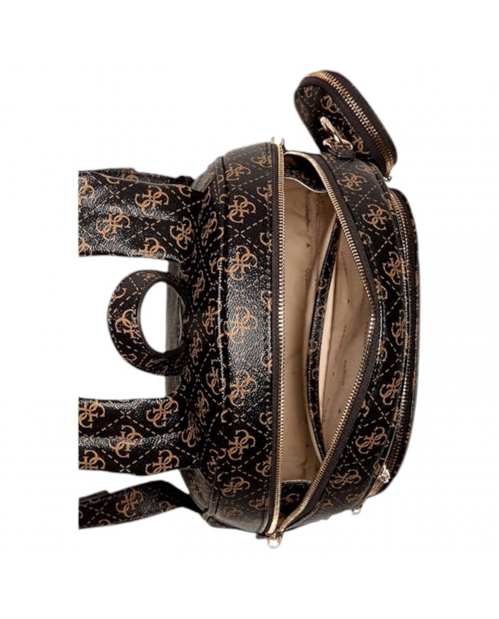 Zaino Donna Guess Power Play Backpack 4G Logo Leather Brown