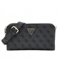 Borsa A Spalla Donna Guess Eco Erica Tracolla 4G Logo Leather Coal