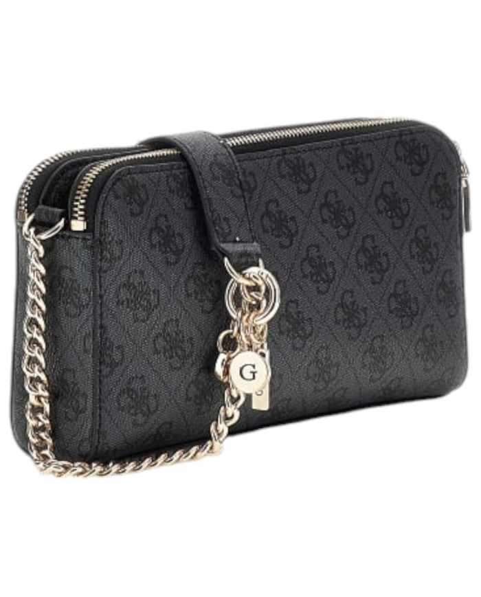 Borsa A Spalla Donna Guess Eco Erica Tracolla 4G Logo Leather Coal