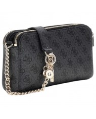 Borsa A Spalla Donna Guess Eco Erica Tracolla 4G Logo Leather Coal