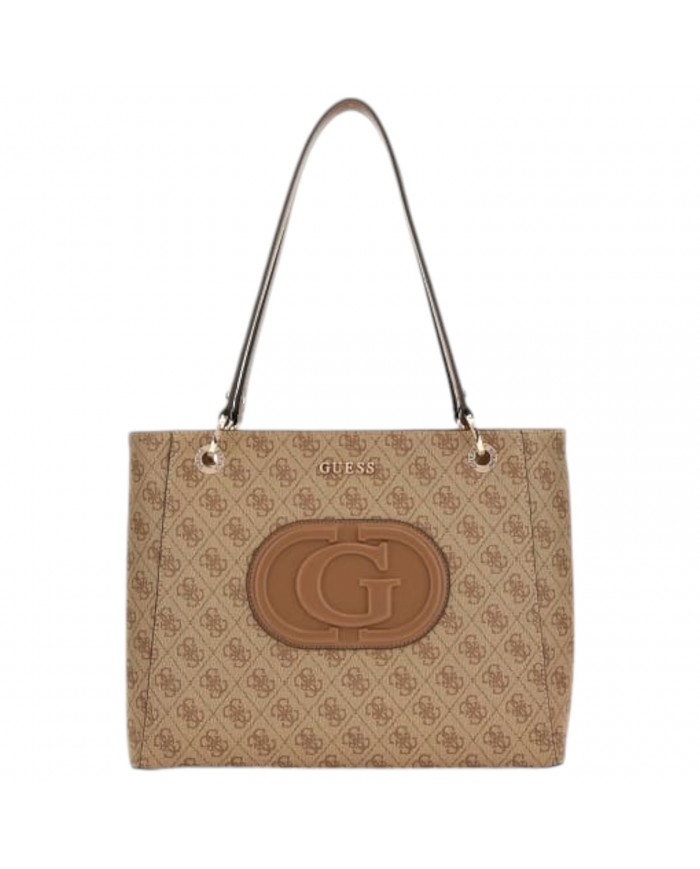 Shopper Donna Guess Eco Mietta G Logo Leather Latte
