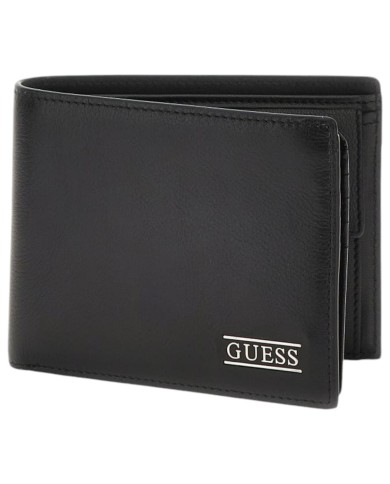 Portafoglio Uomo Guess New Boston Portacarte Leather Black