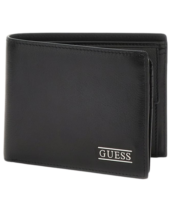 Portafoglio Uomo Guess New Boston Portacarte Leather Black