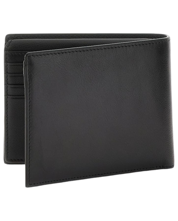 Portafoglio Uomo Guess New Boston Portacarte Leather Black