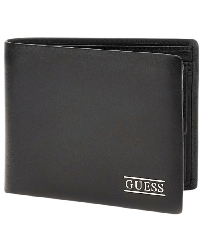 Portafoglio Uomo Guess New Boston Portacarte Leather Black