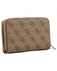 Portafoglio Guess Donna Laurel Slg Medium 4G Logo Doppia Zip Leather Latte
