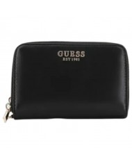 Portafoglio Donna Guess Laurel Slg Medium Guess Logo Double Zip Around Leather Black