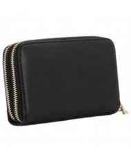 Portafoglio Donna Guess Laurel Slg Medium Guess Logo Double Zip Around Leather Black