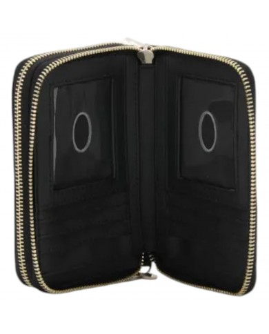 Portafoglio Donna Guess Laurel Slg Medium Guess Logo Double Zip Around Leather Black