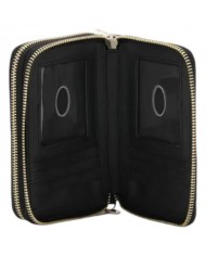 Portafoglio Donna Guess Laurel Slg Medium Guess Logo Double Zip Around Leather Black