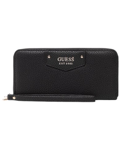 Portafoglio Donna Guess Eco Brenton Slg 4G Logo Zip Around Leather Black