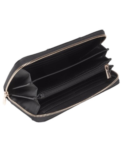 Portafoglio Donna Guess Eco Brenton Slg 4G Logo Zip Around Leather Black