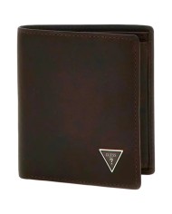 Portafoglio Guess Uomo Roma Portacarte Guess Triangle Logo Leather Dark Brown