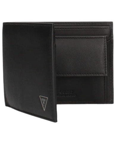 Portafoglio Guess Uomo Firenze Con Portamonete Guess Triangle Logo Leather Black