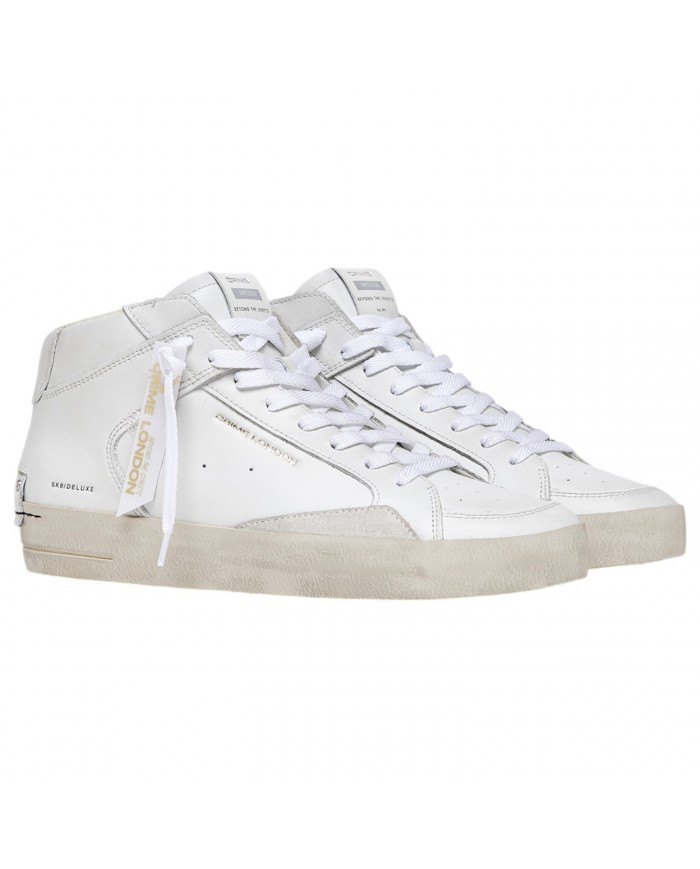 Stivaletto Uomo Crime London Sk8 Deluxe Mid Leather White