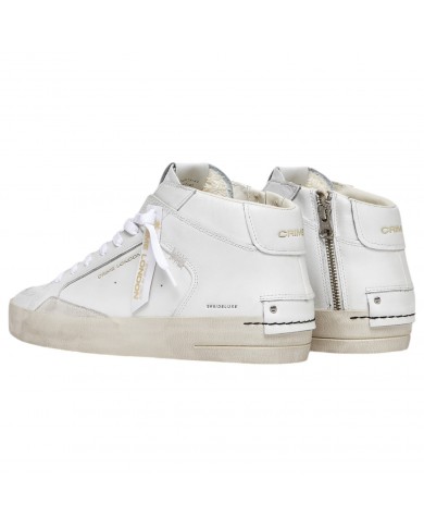 Stivaletto Uomo Crime London Sk8 Deluxe Mid Leather White