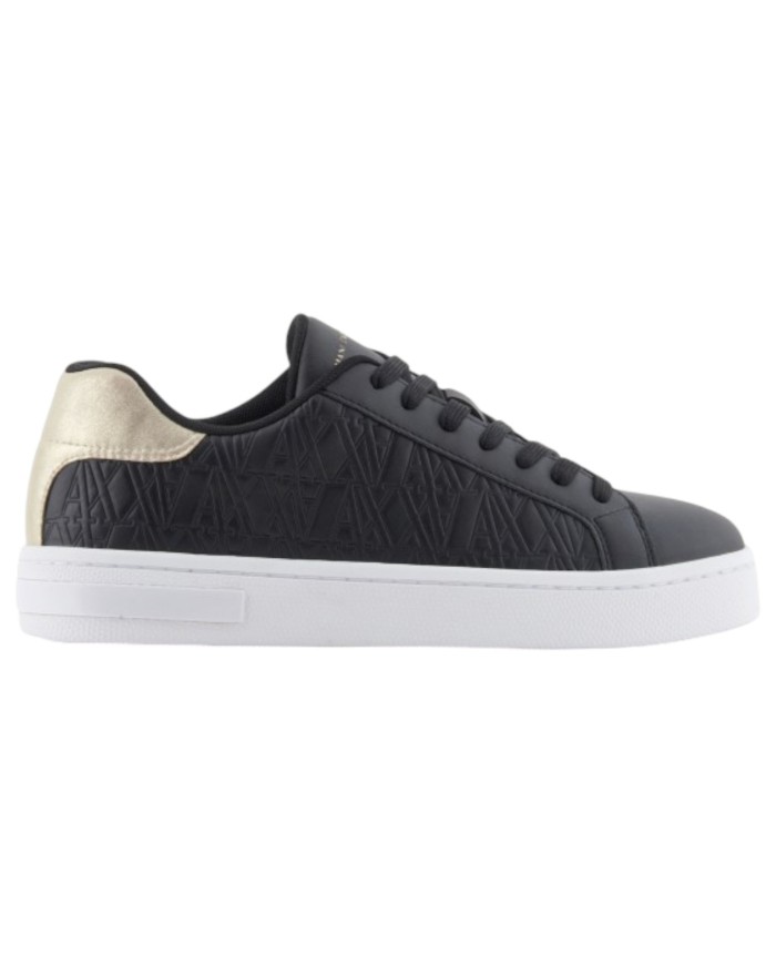 Sneaker Donna Armani Exchange A X Logo Leather Black Pale Gold