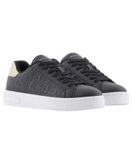 Sneaker Donna Armani Exchange A X Logo Leather Black Pale Gold