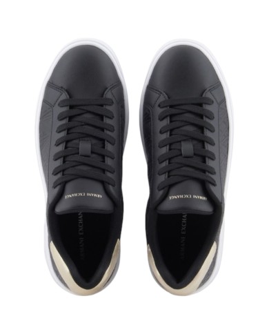 Sneaker Donna Armani Exchange A X Logo Leather Black Pale Gold
