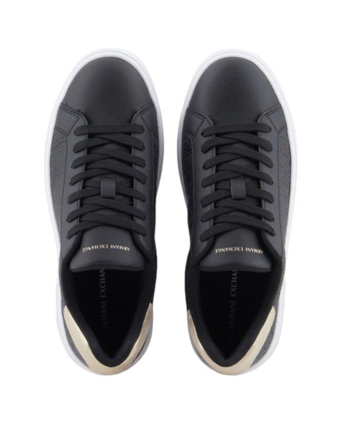 Sneaker Donna Armani Exchange A X Logo Leather Black Pale Gold