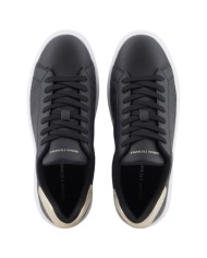 Sneaker Donna Armani Exchange A X Logo Leather Black Pale Gold