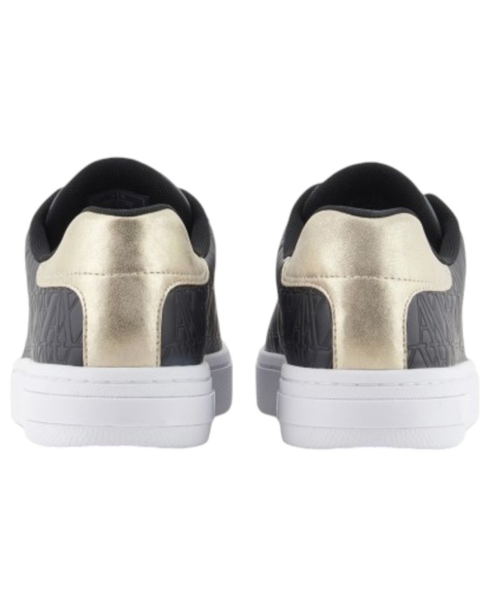 Sneaker Donna Armani Exchange A X Logo Leather Black Pale Gold