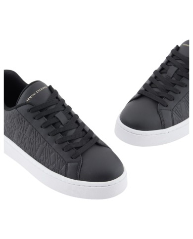 Sneaker Donna Armani Exchange A X Logo Leather Black Pale Gold