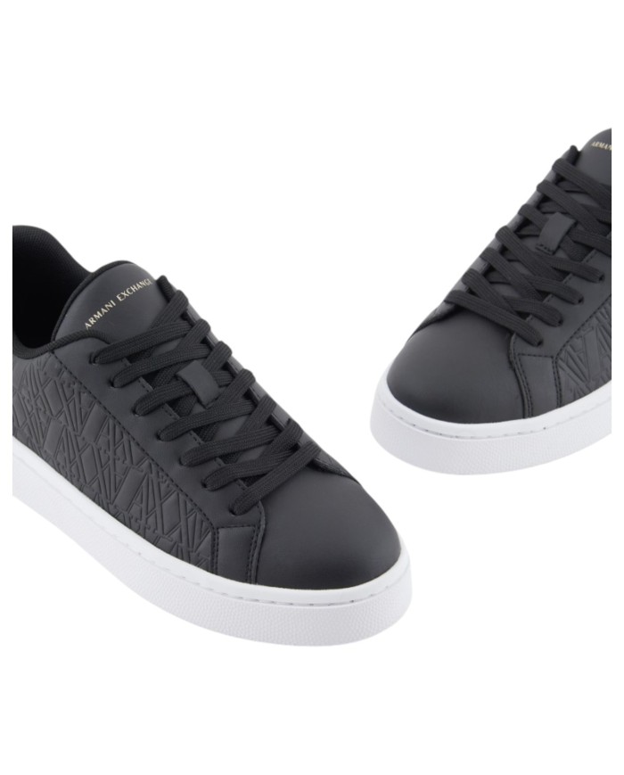 Sneaker Donna Armani Exchange A X Logo Leather Black Pale Gold