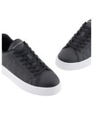 Sneaker Donna Armani Exchange A X Logo Leather Black Pale Gold