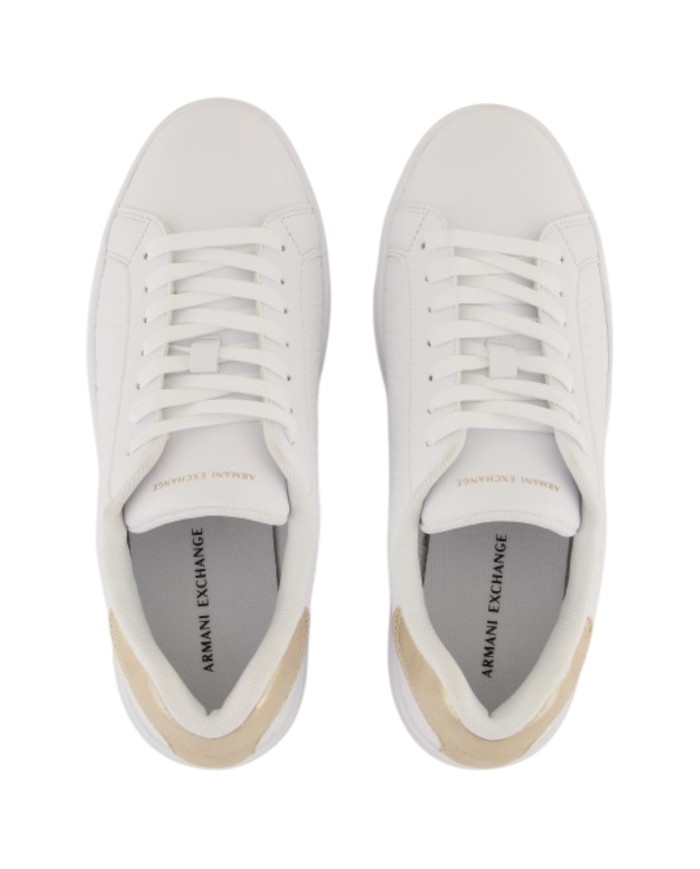 Sneaker Donna Armani Exchange A X Logo Leather Opal White Pale Gold