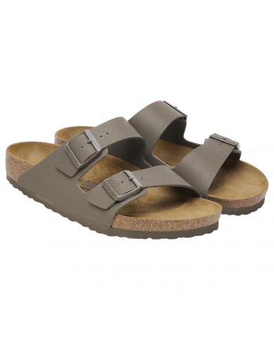 Sandalo Uomo Birkenstock Unisex Donna Arizona BS Saffiano Concrete Gray
