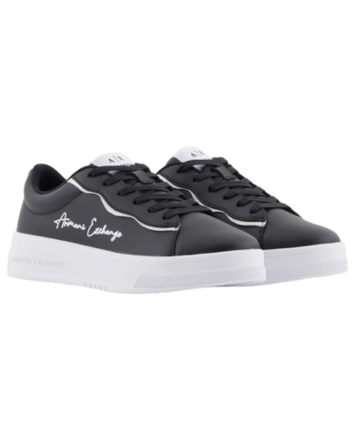 Sneaker Donna Armani Exchange Lining Logo Leather Black