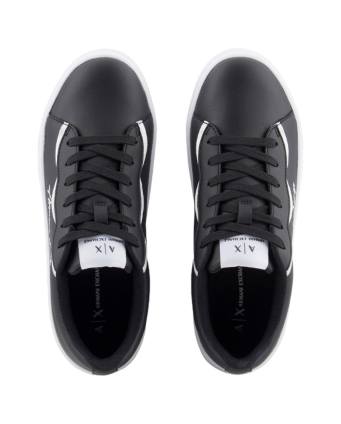Sneaker Donna Armani Exchange Lining Logo Leather Black