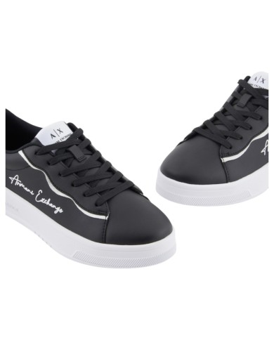 Sneaker Donna Armani Exchange Lining Logo Leather Black