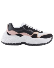 Sneaker Donna Armani Exchange Chunky Suede Leather Opal White Black Rose