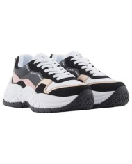 Sneaker Donna Armani Exchange Chunky Suede Leather Opal White Black Rose
