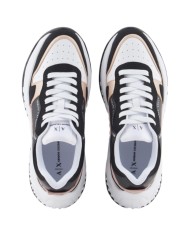 Sneaker Donna Armani Exchange Chunky Suede Leather Opal White Black Rose