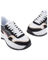Sneaker Donna Armani Exchange Chunky Suede Leather Opal White Black Rose