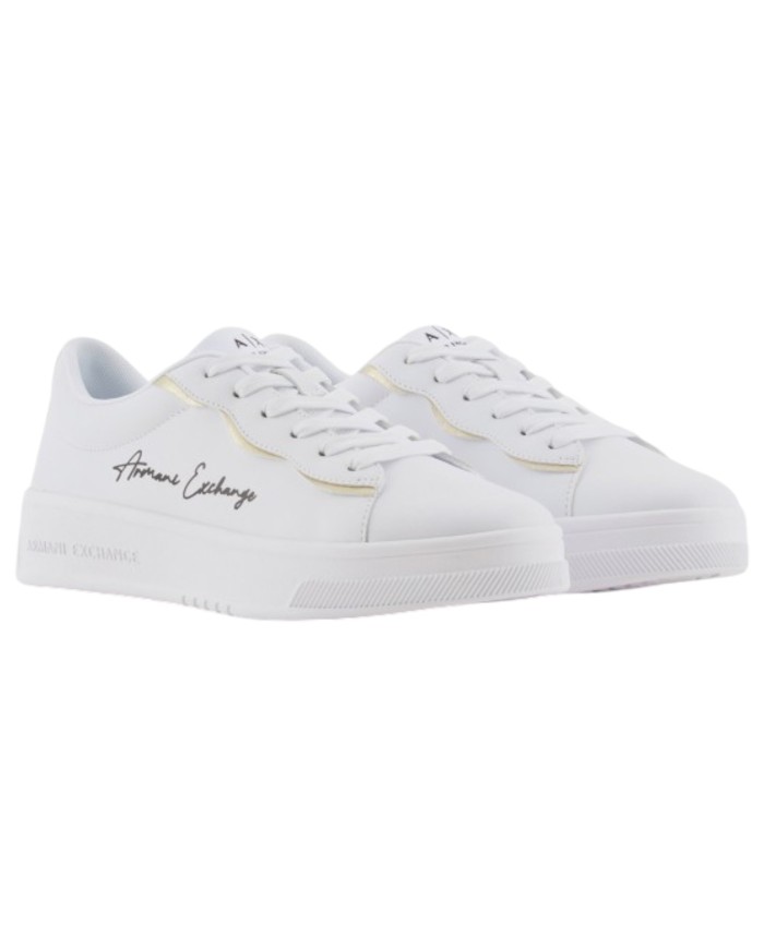 Sneaker Donna Armani Exchange Lining Logo Leather White