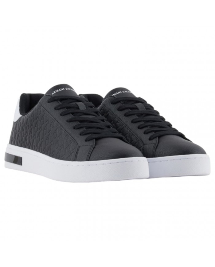 Sneaker Uomo Armani Exchange AX Logo Saffiano Leather Black