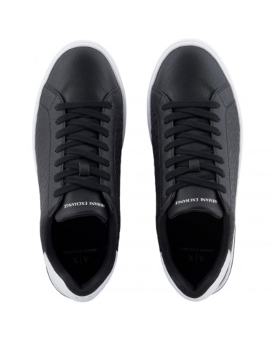 Sneaker Uomo Armani Exchange AX Logo Saffiano Leather Black