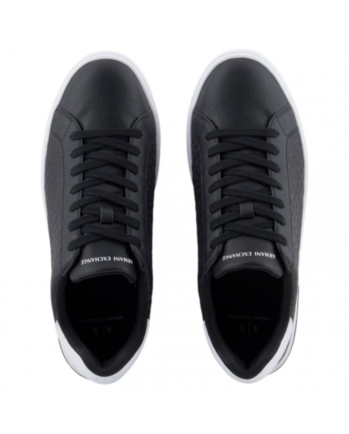 Sneaker Uomo Armani Exchange AX Logo Saffiano Leather Black