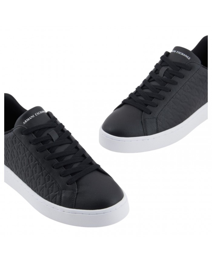 Sneaker Uomo Armani Exchange AX Logo Saffiano Leather Black