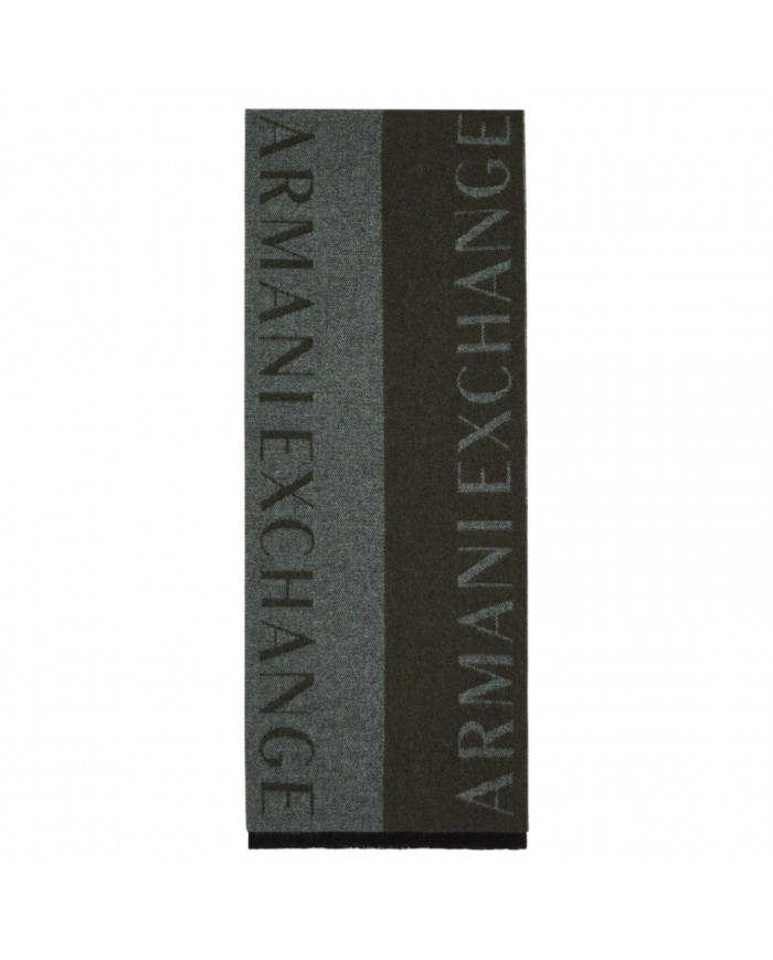 Sciarpa Uomo Armani Exchange Logo Bicolor Black Olive Green