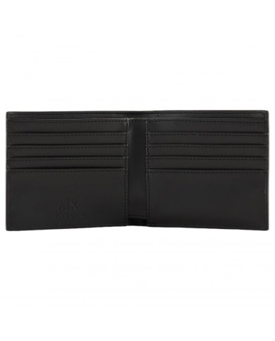Portafoglio Uomo Armani Exchange Stripes Monogram Logo Leather Black