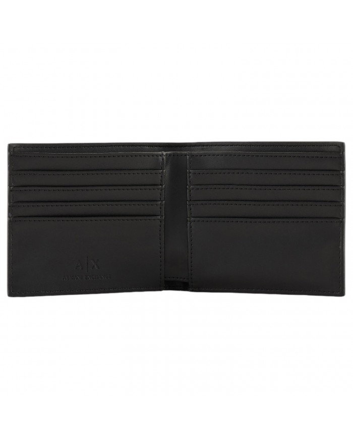 Portafoglio Uomo Armani Exchange Stripes Monogram Logo Leather Black