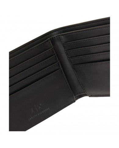 Portafoglio Uomo Armani Exchange Stripes Monogram Logo Leather Black