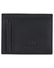 Portacarte Uomo Armani Exchange Stripes Monogram Logo Leather Black
